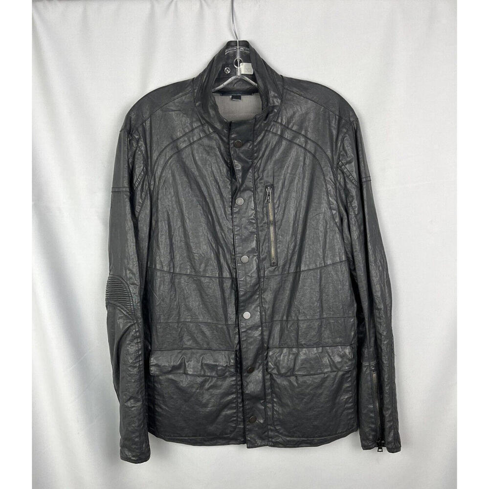 John Varvatos Snap Front Motocross Linen Jacket Black Size 50 EU, 40 US